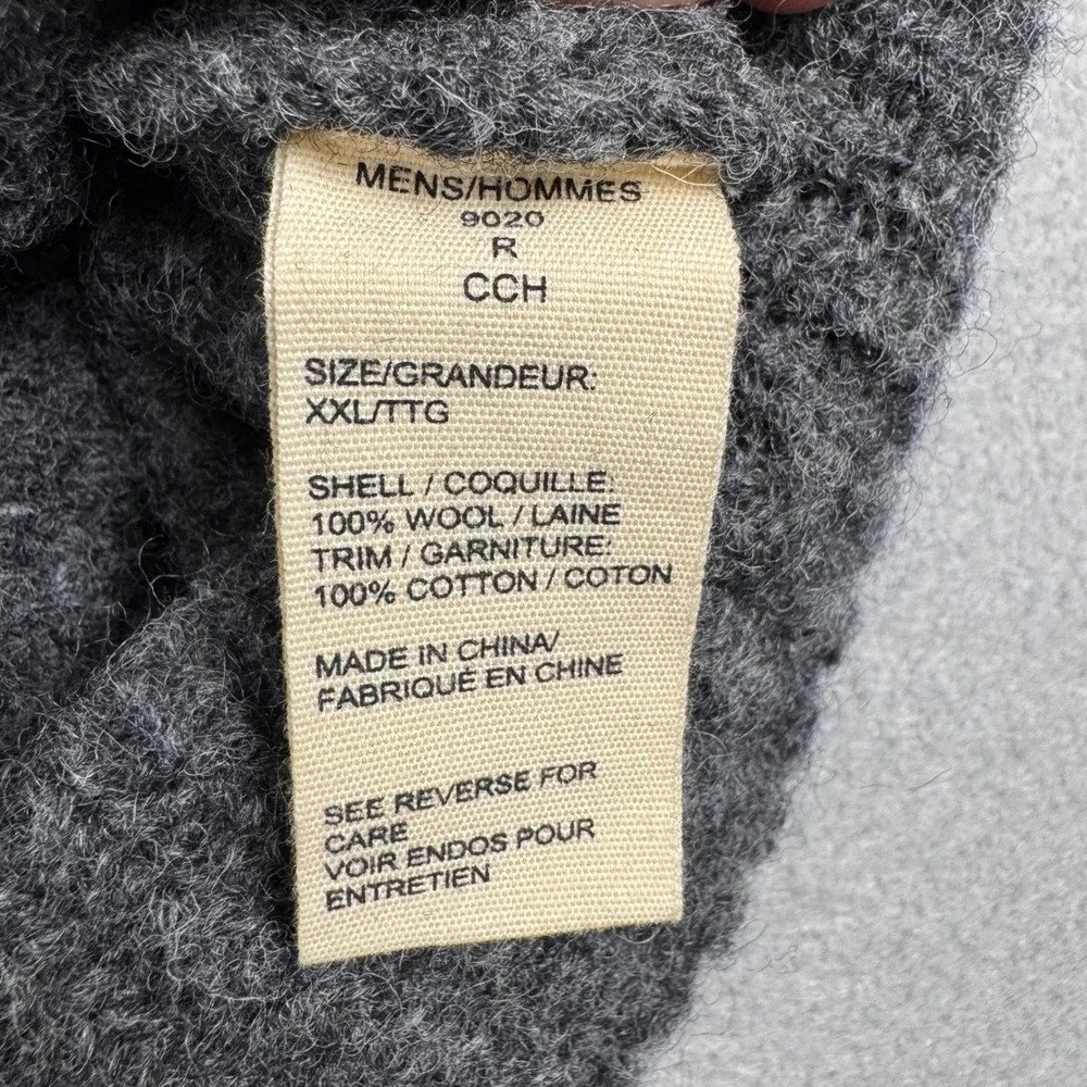 Woolrich‎ Mens Gray 100% Wool Ribbed Quarter Button Mock Neck Sweater XXL 9020